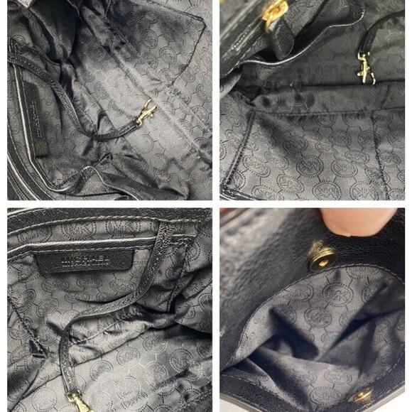 MICHAEL KORS Naomi Large Satchel‎ Black Luxury Leather Zippers Handbag Purse Bag - Picture 7 of 12